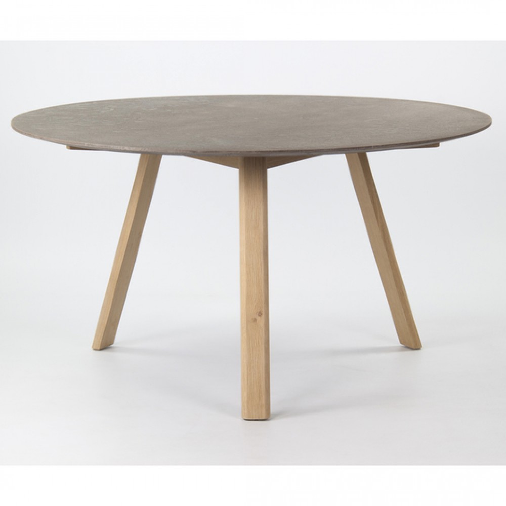 Tisch rund Beton-Optik, Esstisch rund grau, Durchmesser 140 cm