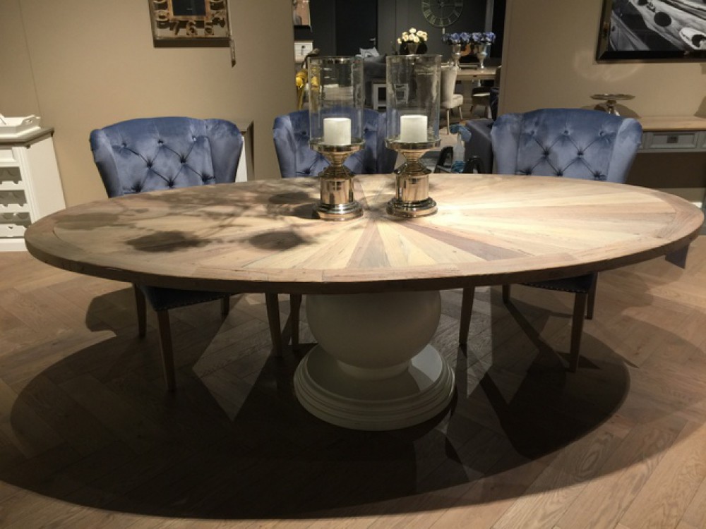 Ovaler Esstisch Massivholz Tischplatte, Tisch oval im Landhausstil