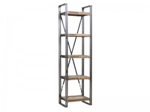 Regal im Industriedesign, Bücherregal aus Metall und Holz, Höhe 210 cm 