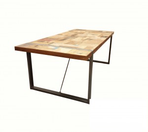 Esstisch Industriedesign, Tisch Metall Holz, Länge 200 cm