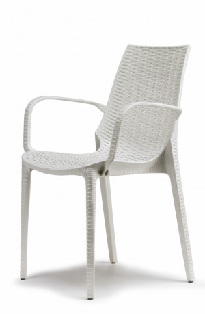 Design Gartenmöbel Stuhl Kunststoff leinen weiß Glasfaser