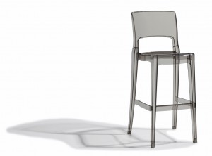 Design Bar-Tresenhocker, Farbe grau transparent, Sitzhöhe 74 cm
