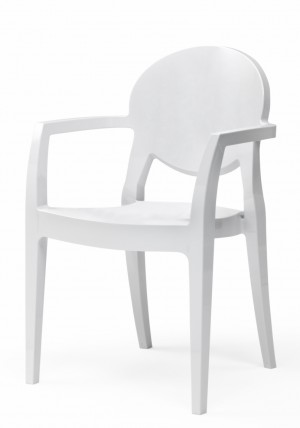Design Stuhl modern klassisch mit Armlehne weiß