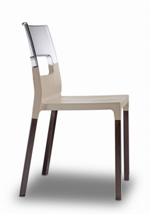 Design Stuhl grau transparent Holz Buche wenge