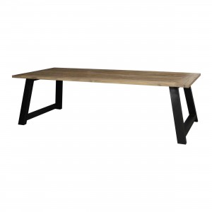 Esstisch aus Massivholz, Tisch Metallgestell Industriestil, Breite 200 cm