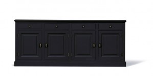 Anrichte schwarz, Sideboard schwarz Landhausstil , Breite 230 cm