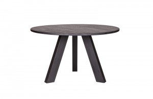 Tisch rund anthrazit grau Massivholz,  Esstisch rund anthrazit  Eiche massiv, Durchmesser 129 cm