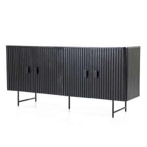 Sideboard schwarz  Massivholz, Anrichte schwarz Holz, Sideboard Holz schwarz, Breite 170 cm