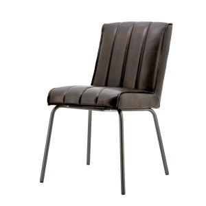 Stuhl gepolstert in dunkelbraun, Industriedesign
