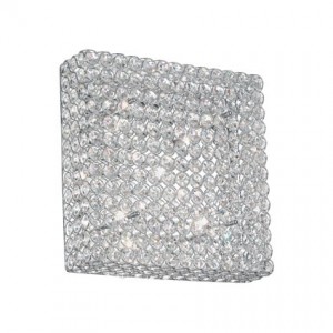 Decken- / Wandleuchte Metall chrom oder gold, Kristall transparent, modern