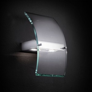 Wandleuchte Metall chrom, Glas transparent