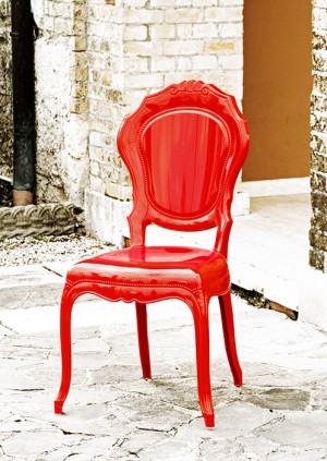 Stuhl rot Barock aus Polycarbonat, Stuhl Barock rot