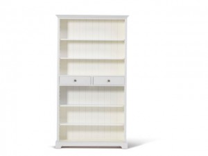 Bücherschrank weiß Massivholz, Bücherregal im Landhausstil, Regal weiß