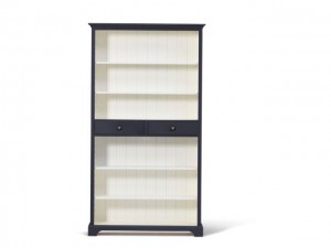 Bücherschrank schwarz-weiß Massivholz, Bücherregal im Landhausstil, Regal schwarz-weiß
