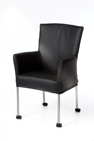 Moderner Stuhl auf Rollen,  Echtleder-Bezug in verschiedenen Farben