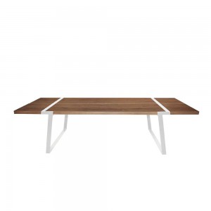 Esstisch Eiche-Natur Tischplatte weiße Tischbeine,  Tisch Massiv-Eiche Metall weiß, Maße 290 x 100 cm 