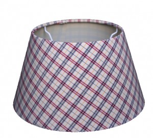 Lampenschirm aus Textil in rot, blau, weiß, kariert, Durchmesser 14/ 25/ 30 cm