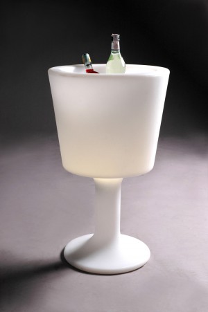 Design Beistelltisch in Weiß, leuchtend Light Drink