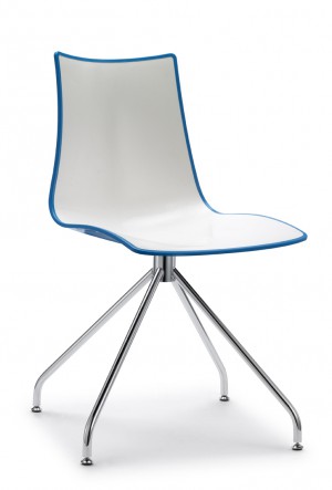 Design Stuhl, Kunststoff, verchromt, Sitzhöhe 46 cm
