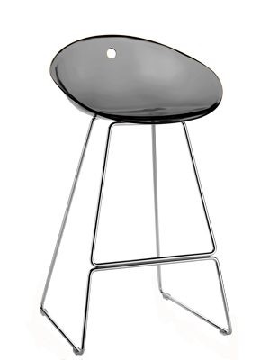 Barstuhl grau, Design Barhocker grau transparent, Sitzhöhe 65 cm