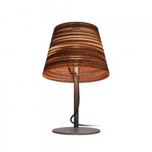 Design Tischleuchte, Lampenschirm aus recycelten Kartons, Tischlampe, Farbe beige/braun, Höhe 56 cm