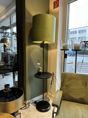 Stehlampe mit Tisch, Stehleuchte mit Lampenschirm grün, Durchmesser 45 cm