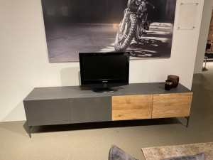 TV Schrank Metall Holz, Fernsehschrank Holz, TV Regal, Breite 220 cm