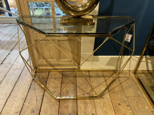 Konsole Gold, Wandtisch Gold, Glaskonsole Gold,  Breite 120 cm