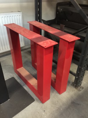 Tischgestell rot Metall Industriedesign, Tischgestell Metall Industrie