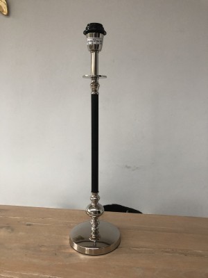 Lampenfuß Tischleuchte verchromt-schwarz, Tischlampe schwarz-Silber, Tischleuchte schwarz-Silber, Höhe 57 cm
