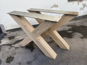 2er Set Tischgestell Holz Eiche, Holzuntergestell für Tische, Breite 78 cm
