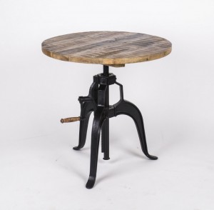 Bartisch, Esstisch aus Massivholz im Industriedesign, Durchmesser 75 cm 