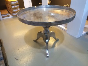 Couchtisch Silber, Beistelltisch Metall, Durchmesser 56 cm
