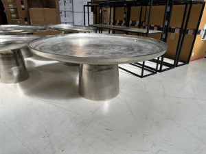 Runder Couchtisch Silber, Couchtisch rund Silber, Durchmesser 101 cm