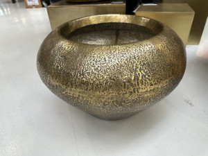 Großer Blumentopf Bronze, XL Blumentopf Metall Gold matt,  Durchmesser  63 cm