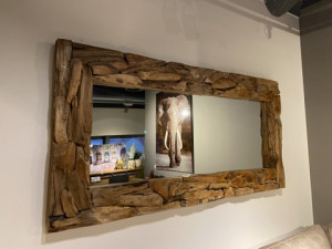 Spiegel Massivholz Teak, Wandspiegel Holz, Maße 100x200 cm