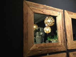 Spiegel Massivholz Teak, Wandspiegel, Maße 80 x 80 cm
