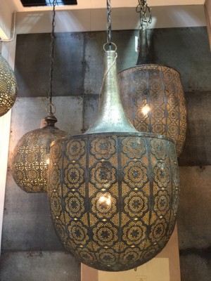 Pendelleuchte antik gold-braun, Hängeleuchte Oriental, orientalische Lampe, Durchmesser 43 cm