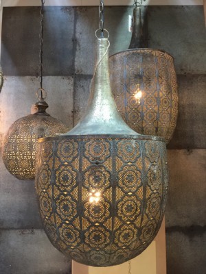 Pendelleuchte antik gold-braun, Hängeleuchte Oriental, orientalische Lampe, Durchmesser 41 cm