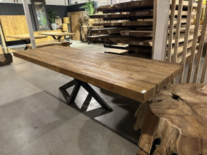 Massiv Tischplatte, recyceltes Teakholz Tischplatte, Tischplatte 9 cm Stärke, Breite 160 cm