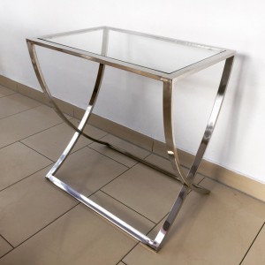 Beistelltisch Silber Glas-Metall verchromt, Tisch verchromt Glas, Maße 60x40 cm