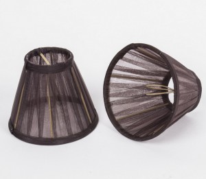 KIemmschirm Organza Braun, Lampenschirm für Kronleuchter, Form rund Ø 14 cm