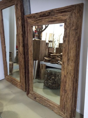 Spiegel Massivholz Teak, Wandspiegel, Maße 120 x 80 cm