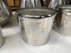 Pflanzentopf Silber, Metall Pflanzentopf Königslilie Silber, Durchmesser 57 cm