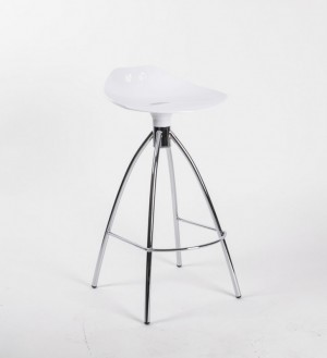 Design Bar-Tresenhocker, Farbe Weiß - Chrom, Sitzhöhe 65 cm
