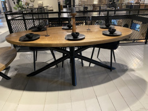Esstisch oval braun,  ovaler Tisch Naturholz, Breite 200 cm