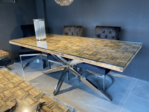 Tisch Altholz mit Glasplatte, Esstisch Altholz,  Breite 240 cm