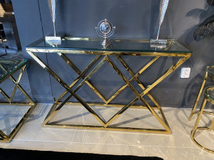 Konsole Gold, Glas Konsole Gold, Sideboard Gold Glas Metall, Breite 120 cm