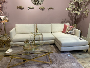 Sofa beige , Ecksofa beige, Breite 297 cm