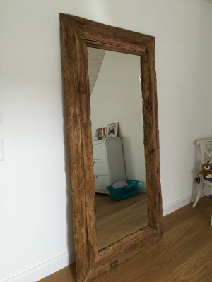 Spiegel Massivholz Teak, Wandspiegel Altholz, Maße 200 x 80 cm
